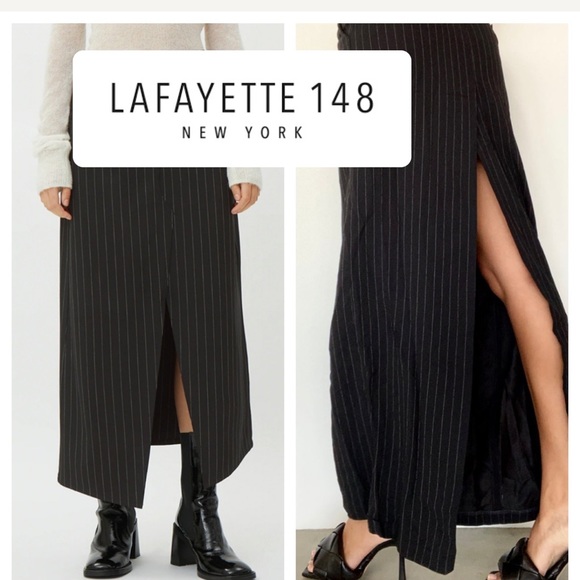 Lafayette 148 A-line Black Midi Skirt Sz 4 Wool